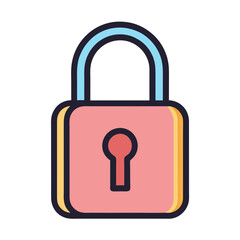 Pink and blue padlock illustration on a white background offers security