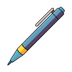 A brightly colored cartoon drawing depicting a mechanical ballpoint pen