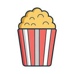 Popcorn in a Striped Container Ready to be Enjoyed at the Movies