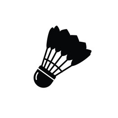 Black Silhouette Vector Shuttlecock Falling White Background