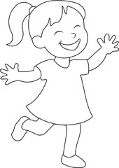 Cute smiling little girl in a white dress illustration