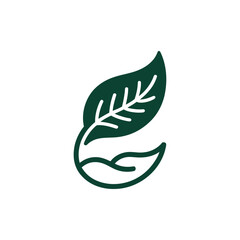 Green Hand Holding Leaf Logo
