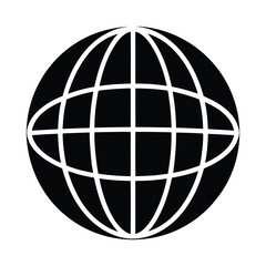 Globe Circle With Latitude And Longitude Outline Vector Illustration