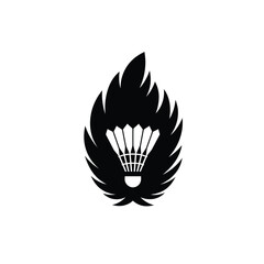 Black Silhouette Badminton Shuttlecock Feathered Crest Vector Graphic