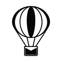 Hot Air Balloon Round Envelope And Basket Outline Vector Illustration