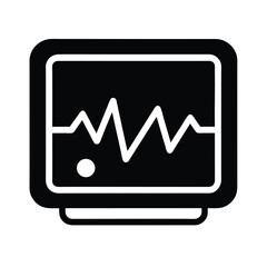 Heart Monitor Zigzag Line On Screen Outline Vector Illustration