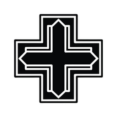 Medical Cross Bold And Centered Outline Vector Illustration