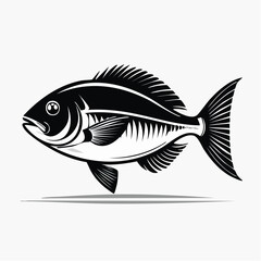 Simple Fish Vector Images. A stunning black and white Fish vector illustration