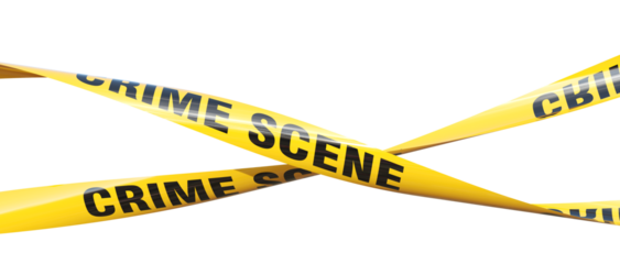 Intertwined yellow crime scene tape isolating 3d
