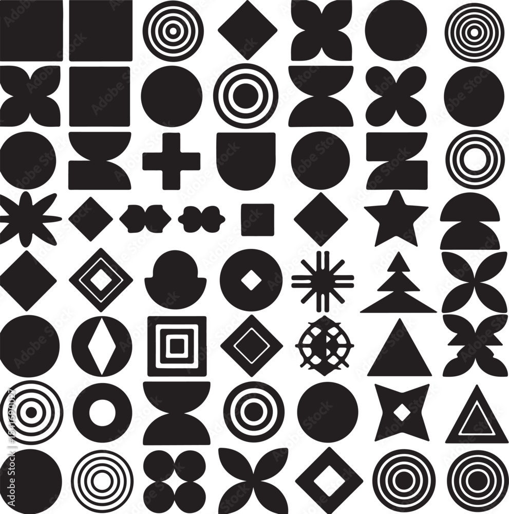 Poster geometric abstraction a bold collection of varied shapes forming an intriguing composition a modern 