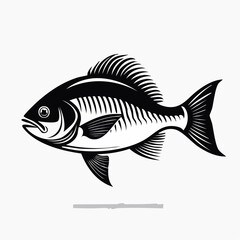 Simple Fish Vector Images. A stunning black and white Fish vector illustration