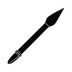Paintbrush Pointed Tip And Straight Handle Outline Vector Illustration