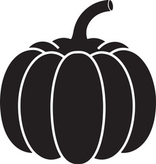 Simple Silhouette of a Pumpkin, a Classic Symbol of Autumn and Halloween Celebrations, Isolated on a White Background