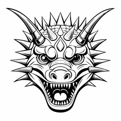 Face Thorny Dragon Image Illustration on white background.
