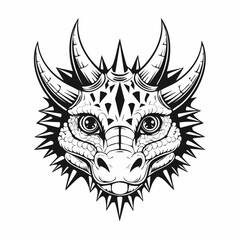 Face Thorny Dragon Image Illustration on white background.