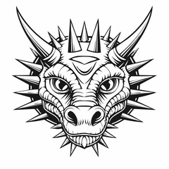 Face Thorny Dragon Image Illustration on white background.