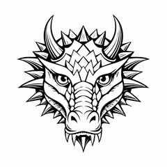 Face Thorny Dragon Image Illustration on white background.