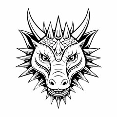 Face Thorny Dragon Image Illustration on white background.