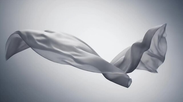 Gray fabric in motion against a light gray background