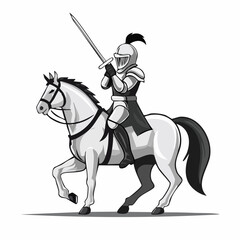 Knights on horseback fight Image vector isolated on white background.