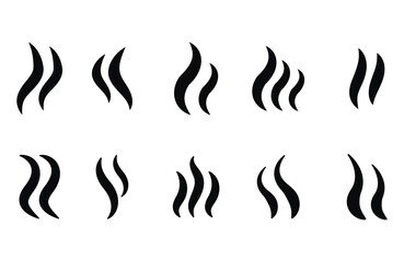 Smoke or Steam Icon set silhouette vector art 