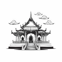 Buddha Temple Religion Vector Illustration Background Stock Illustration