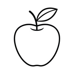 Simple Apple With Leaf On Top Outline Vector Illustration
