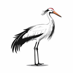 Crane Bird Vector Images. Majestic Crane Stork Images isolated on white background