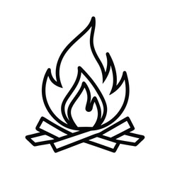 Simple Campfire Logs And Flames Outline Vector Illustration