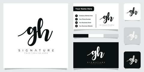 Initial GH handwriting logo vector template