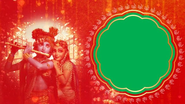 Attractive Radha Krishna Background with Green Screen Round Shape Animation