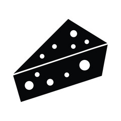 Simple Cheese Wedge Triangle With Holes Outline Vector Illustration