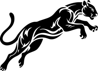 Cheetah Silhouette on Transparent Background, Fast Wild Cat Vector Illustration in Black