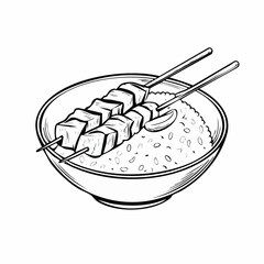 Satay Chicken Rice Vector Image Isolated on white background.