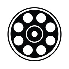 Simple Film Reel Round With Holes Outline Vector Illustration