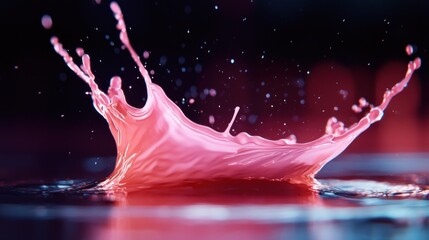 Vibrant pink liquid splash on dark surface