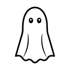 Simple Ghost Rounded Top And Wavy Bottom Outline Vector Illustration