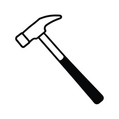 Simple Hammer Rectangular Head And Handle Outline Vector Illustration