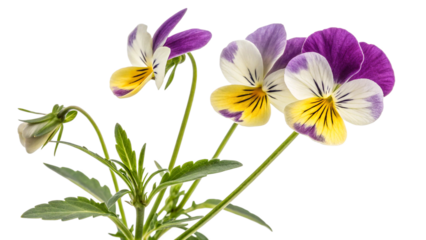 Herbal medicine plant Viola tricolor or Wild pansy isolated on white or transparent background