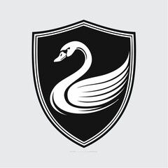 Fototapeta premium Unique Elegant Swan Logo Shield Stock Vector Isolated on white background.