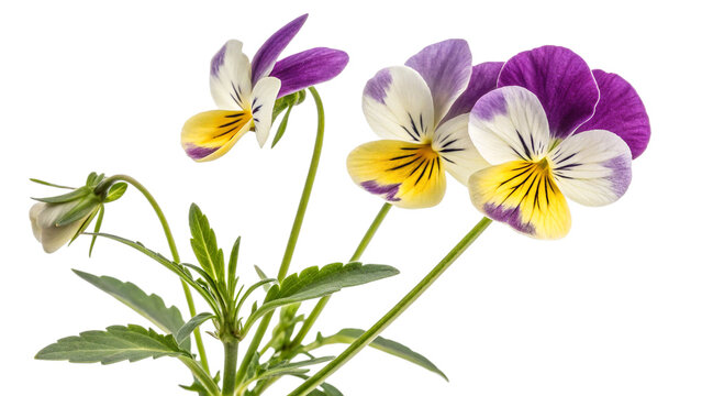 Herbal medicine plant Viola tricolor or Wild pansy isolated on white or transparent background