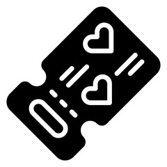romantic movie ticket solid icon	
