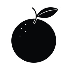 Simple Orange Round With Small Leaf Outline Vector Illustration