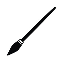 Simple Paintbrush Pointed Tip And Handle Outline Vector Illustration