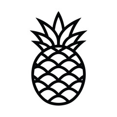 Obraz premium Simple Pineapple Oval With Spiky Leaves Outline Vector Illustration