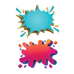 Vibrant 3D Pop Art Explosion and Colorful Liquid Splatter Bubble Design Vector Set for Modern Graphic Design and Eye-Catching Visuals