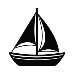 Simple Sailboat Triangular Sail And Hull Outline Vector Illustration