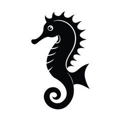 Simple Seahorse Curled Tail And Snout Outline Vector Illustration