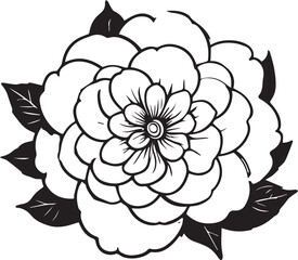 Fototapeta premium Floral Grace: A meticulously crafted illustration, a serene botanical design featuring an intricate flower and its accompanying leaves, demonstrating an elegant floral art.