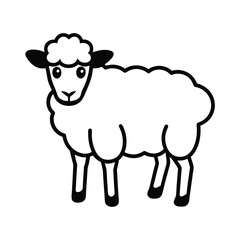 Simple Sheep Fluffy Body And Face Outline Vector Illustration